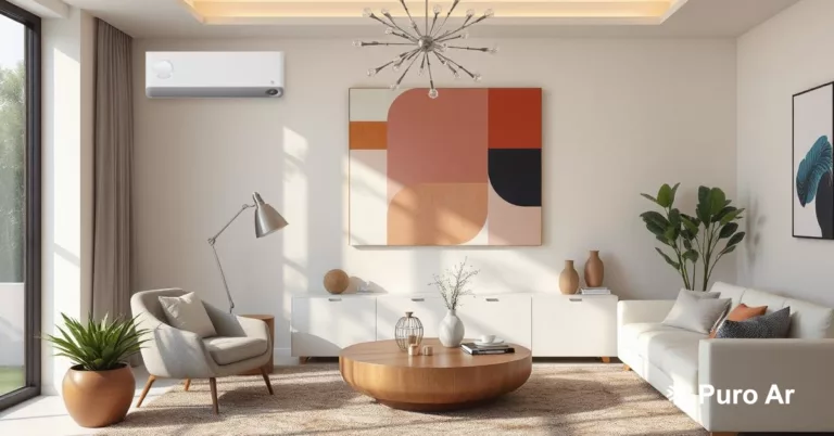 Sala moderna com ar-condicionado e decoração sofisticada