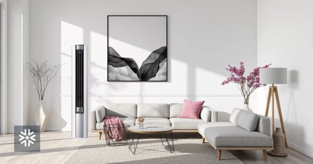 Xiaomi Mijia Gentle Breeze 3HP em sala minimalista