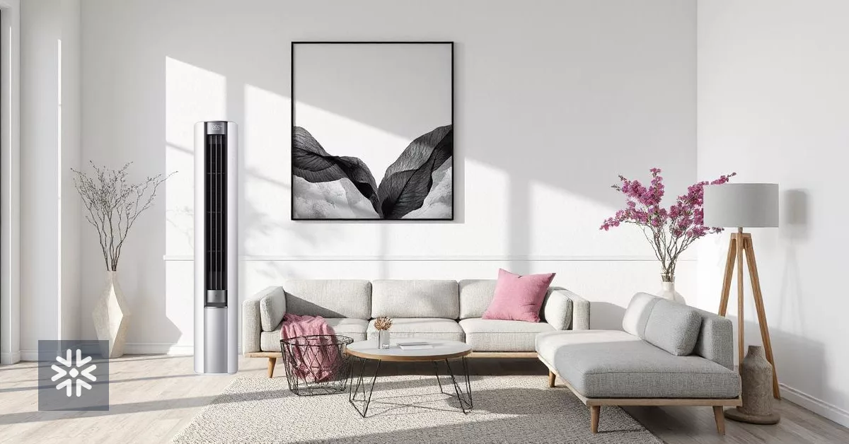 Xiaomi Mijia Gentle Breeze 3HP em sala minimalista
