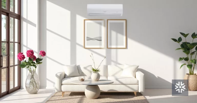 Sala moderna com ar-condicionado inverter instalado na parede